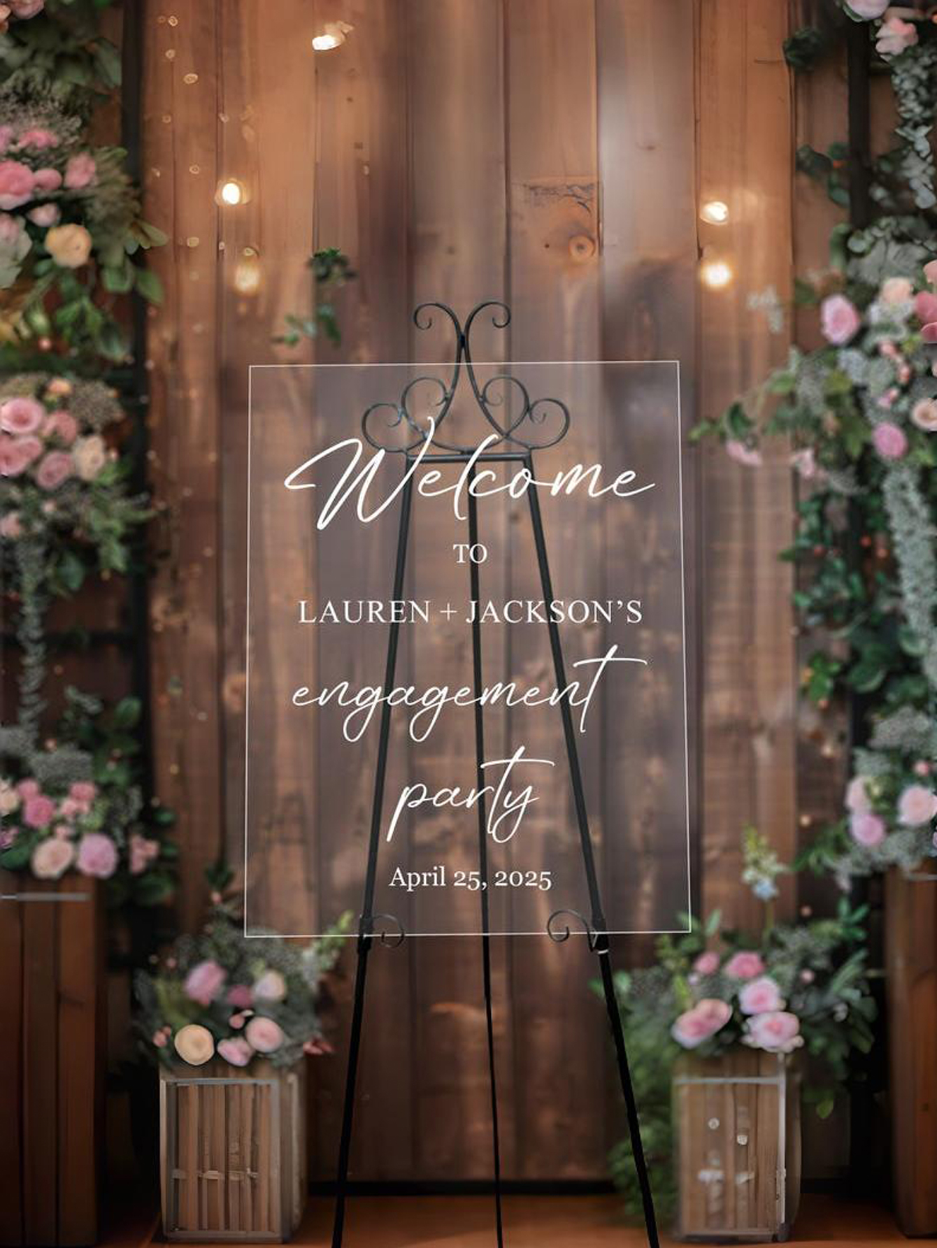 Custom Acrylic Welcome Sign for Engagement Party
